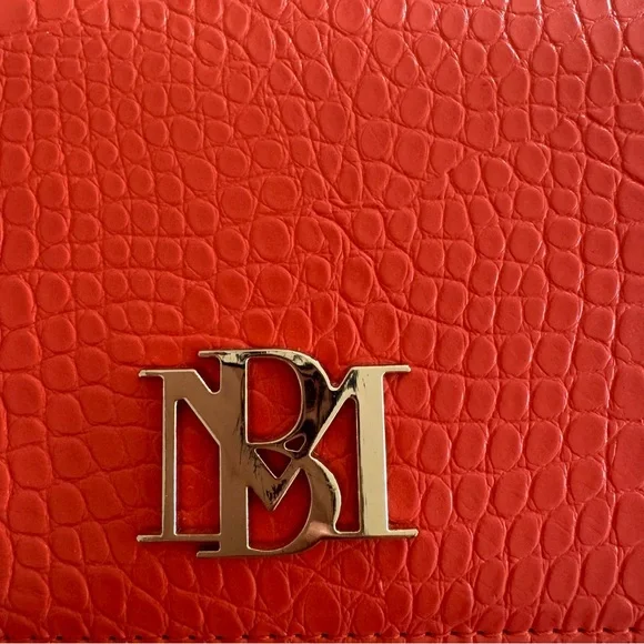 Badgley Mischka Orange Croc Embossed Chain Crossbody Bag - Picture 5 of 7